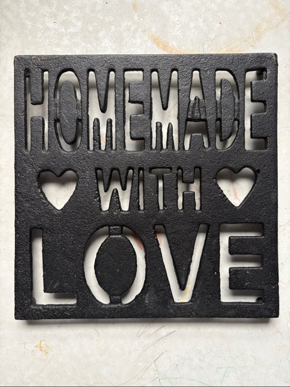 Cast Iron 'Homemade With Love' Trivet - Black